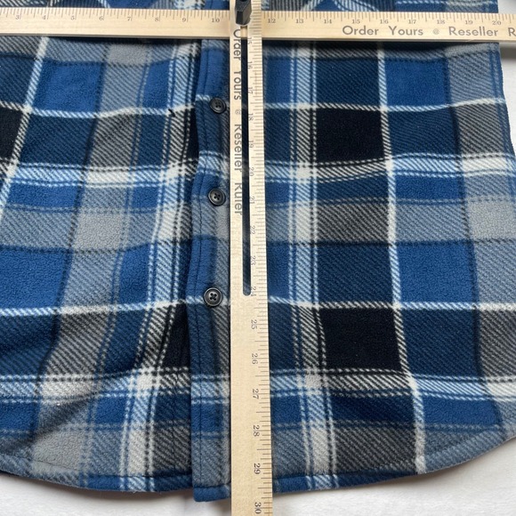 Freedom Foundry Mens Flannel Shirt Jacket Sherpa Lined Blue Plaid Medium - Picture 8 of 9